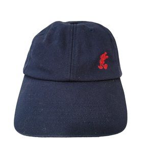 Disney Parks Dad Hat Mini Mickey Mouse Logo Navy Blue & Red Adjustable Strap
